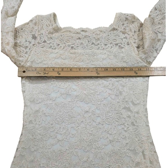 ONYX Nite White Lace Sheath Dress Long Sleeve Formal Event Size 4 - Picture 7 of 16